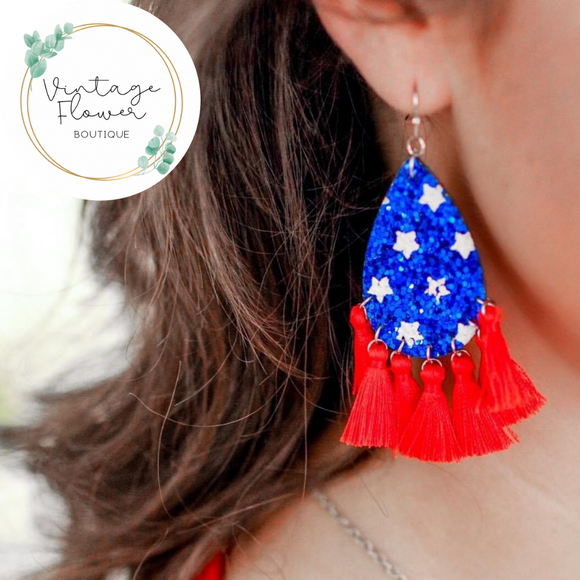 Patriotic Tassel Earrings